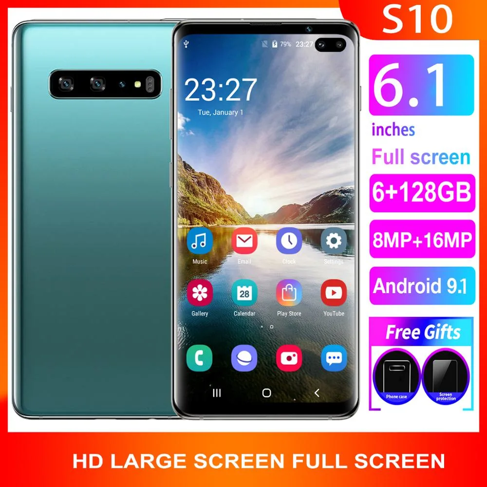 Global Supercharge Unlocked as S10design Smartphone 6.1 Inch 8GB+256GB China Version 6.47 Inch Screen 9.1 Android 9 Phone