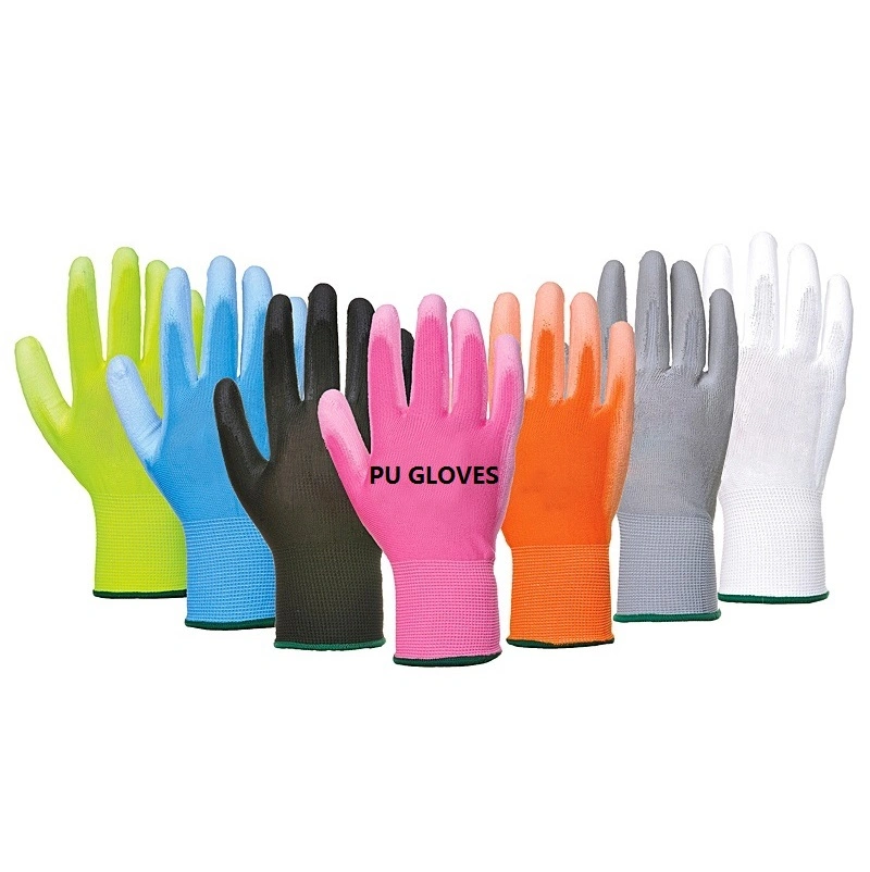 PU Coated Work Gloves for General Purpose High quality/High cost performance black Polyester PU Safety Gloves