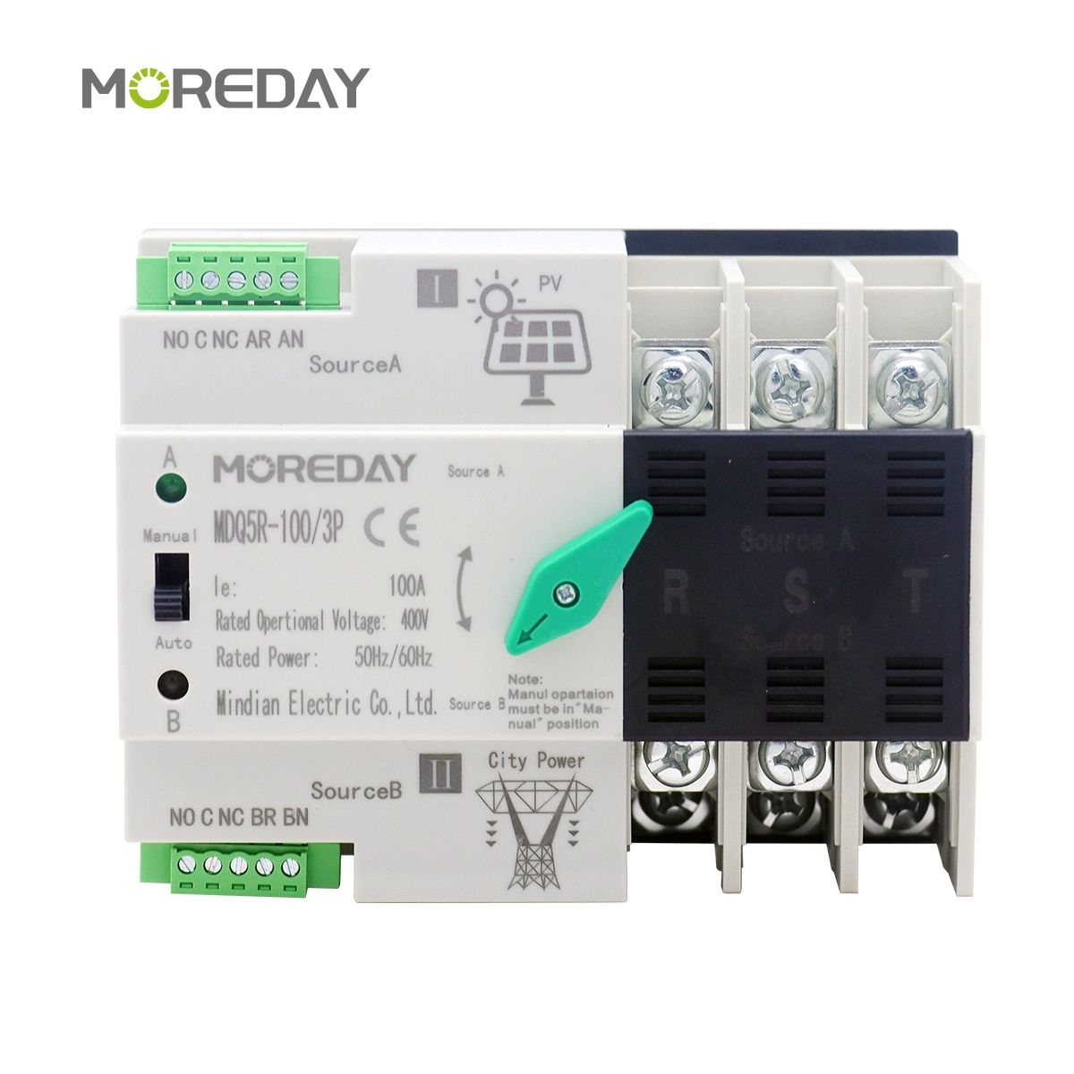 2P 63A 125AC 220V ATS PV sistema de energía uso DIN Interruptor de transferencia automática de energía solar fotovoltaica de doble potencia