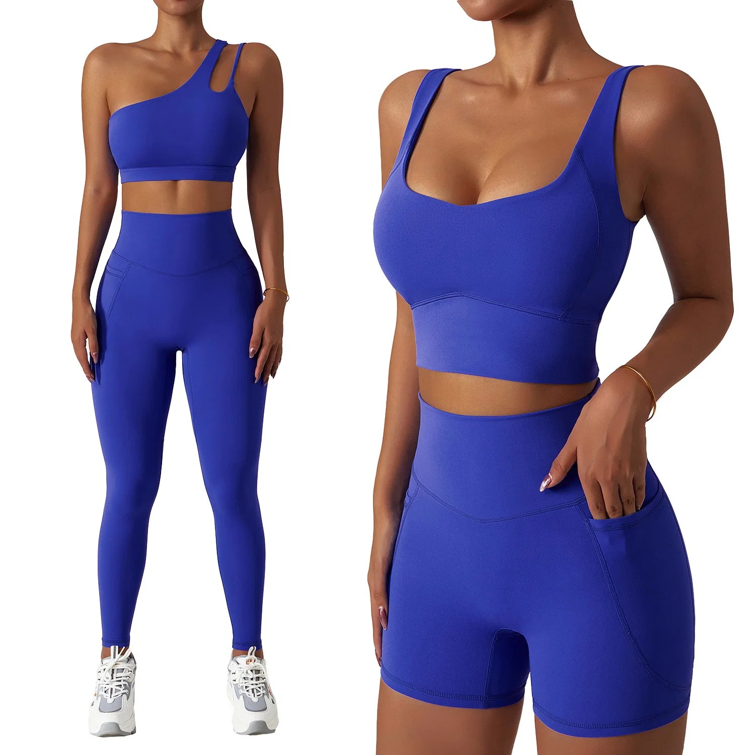 4 Pieces Yoga Set Gym Outfits Fitness Sports Bra and Leggings Suit Workout Clothes Women Sportswear