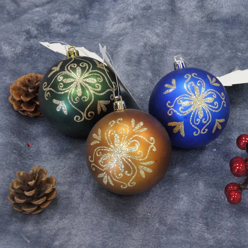 White Hand Painted Ball Tree Ornament Christmas Decoration Plastic Ball26