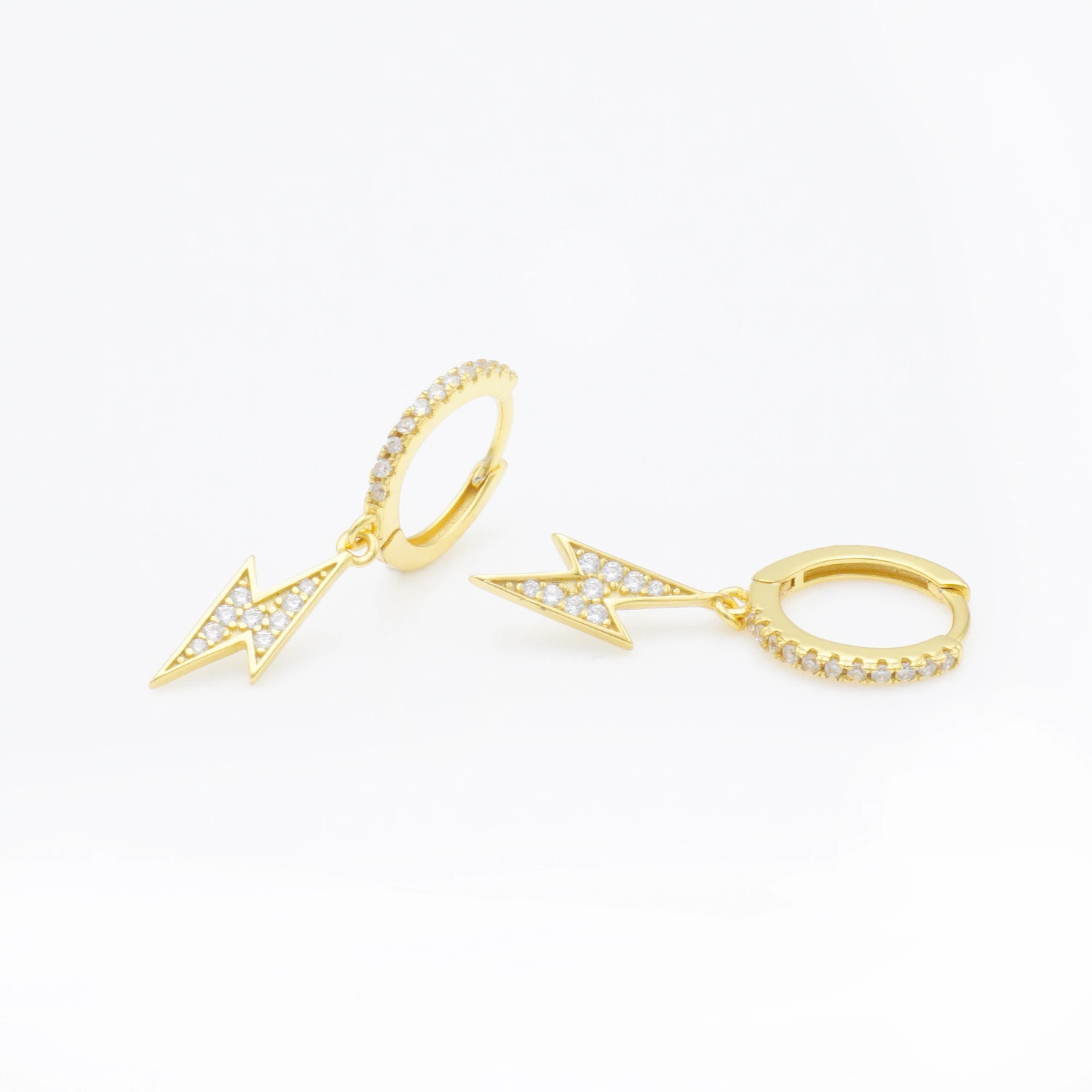 Design Simple Pretty 18K Gold Plated Fashion Sterling Silver Jewellery Flash Earrings