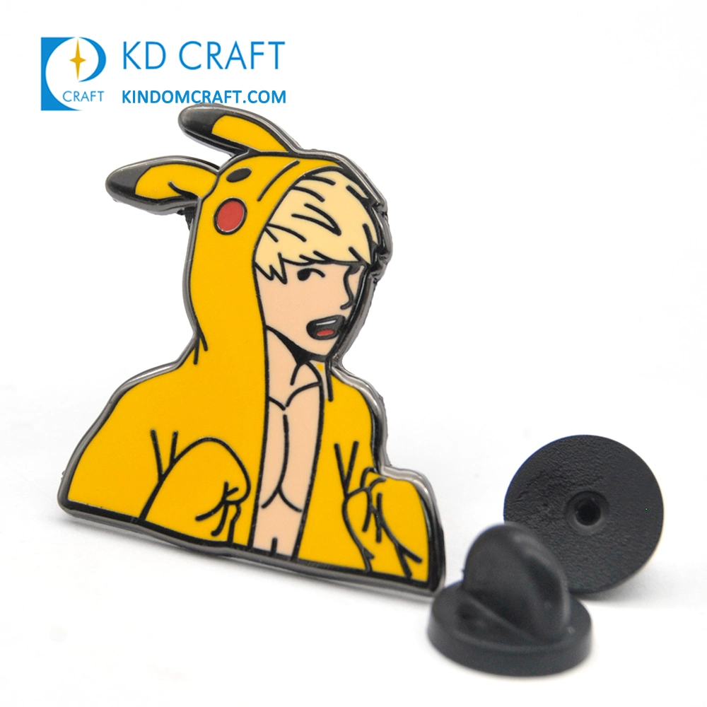 Pin Maker Custom Hard Metal Korea Cute Girl Lapel Pin Abzeichen Schwarz Vernickelt Kpop Idol Gruppe Schwarz Rosa Schönheit Emaillierter Stift