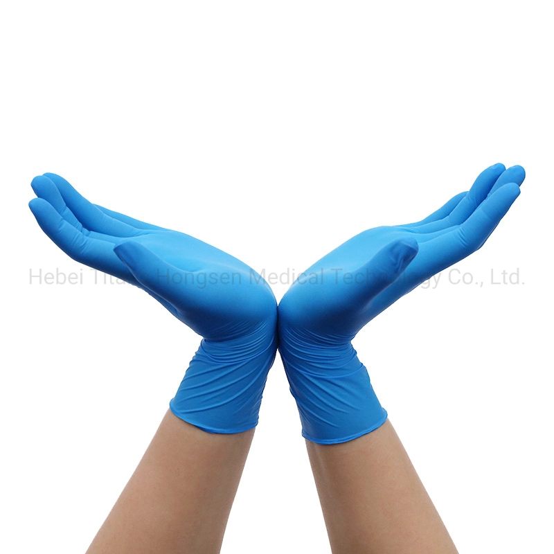 100% Pure Nitrile Gloves Safety Examination Gloves Blue Dental Gloves