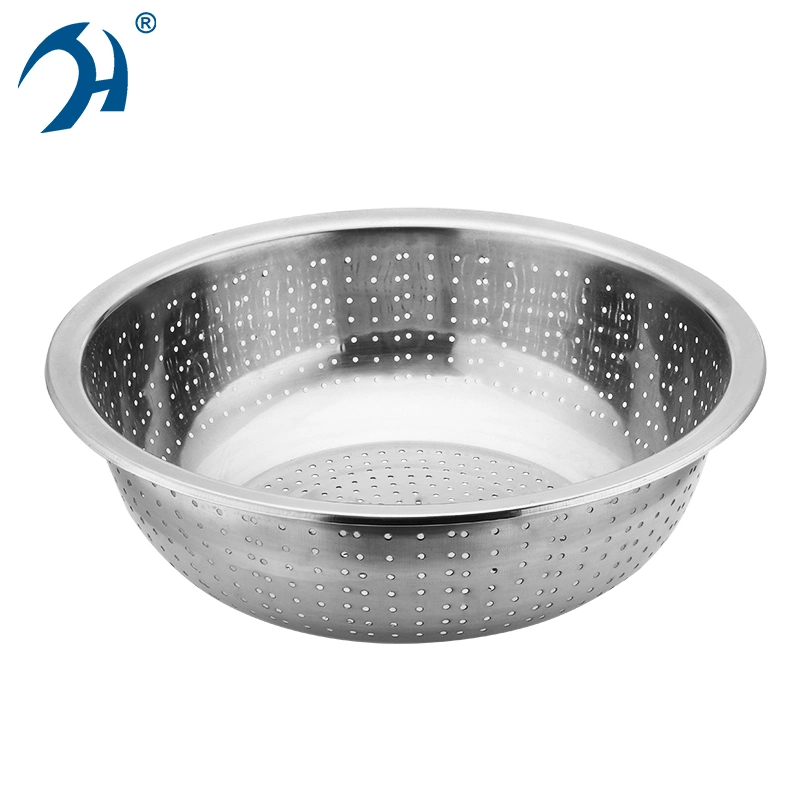 Multiple Size Commercial Kitchen Large Stainless Steel Mixing Bowl Round Basket Colander