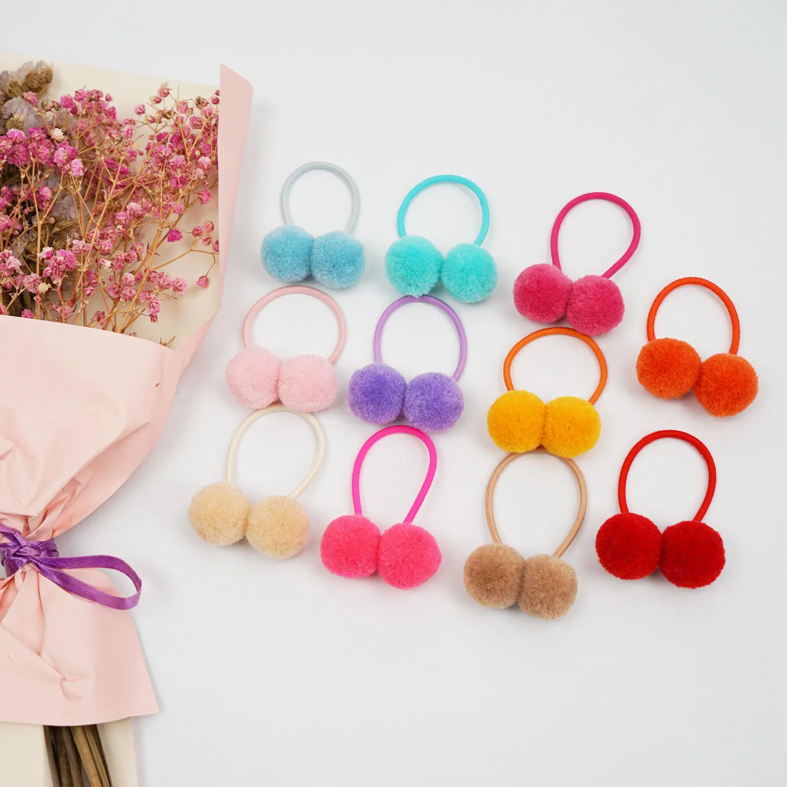 Baby Girls Hair Rope Cute Round Ball Rubber Band Kids Women Elastic Hair Bands Headwear Gifts Photo Props