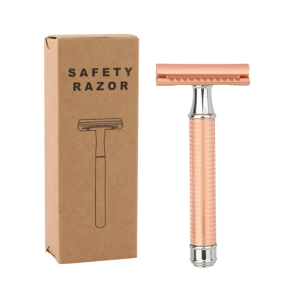 D644 New Arrival Color Brass Material Classic 3 Piece Double Edge Razor Blade Safety Razor