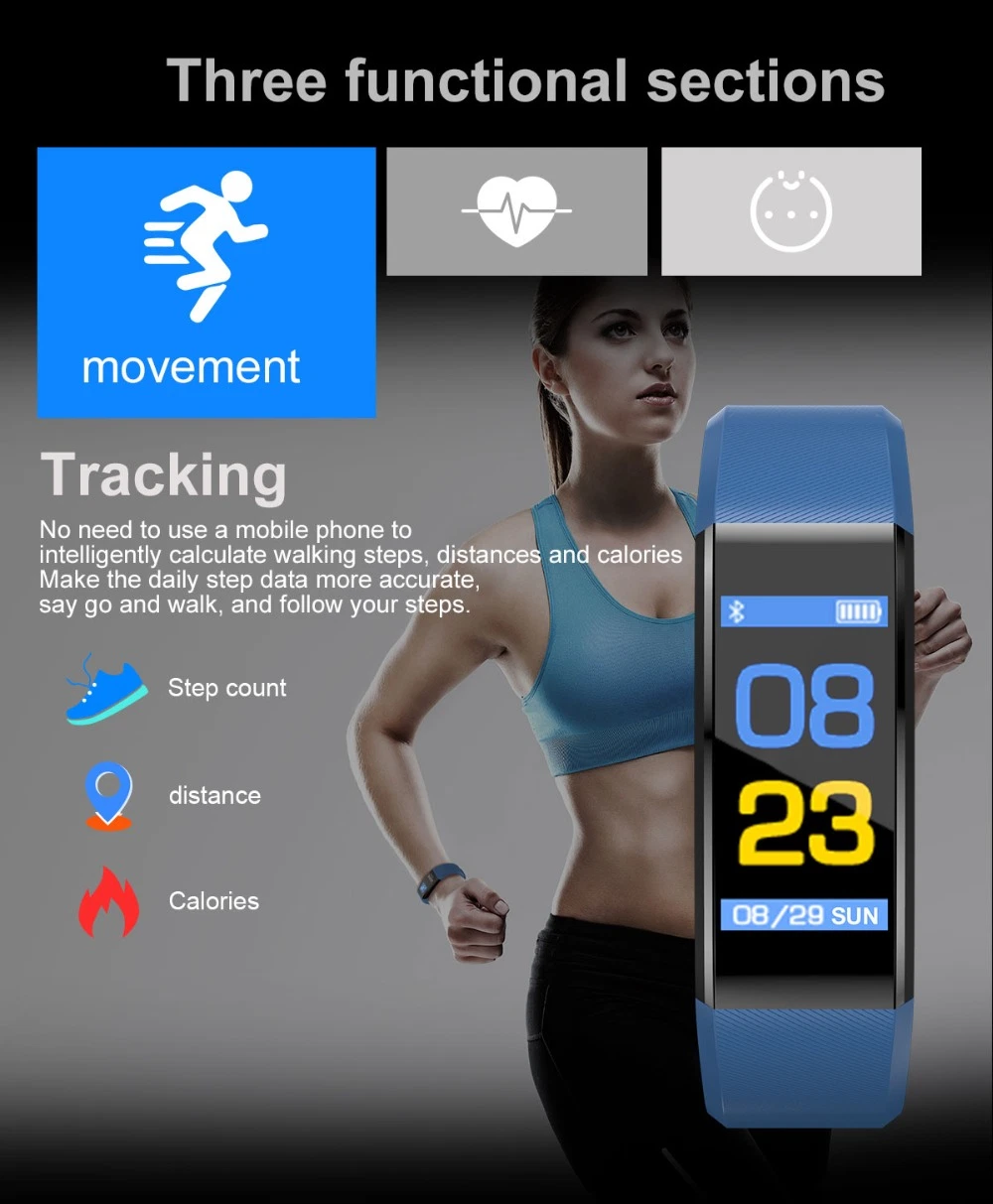 ID115 Plus Heart Rate Fitness Assista à pulseira Bluetooth