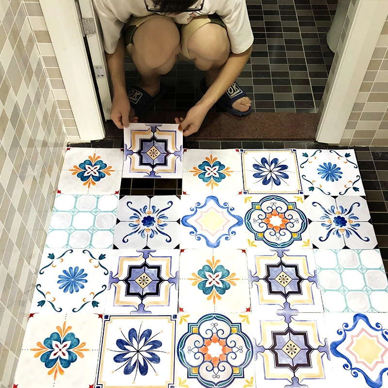Casa de banho Self-Adhesive Non-Slip autocolantes do piso e impermeável Moisture-Proof Decoração de parede papel de lado a lado