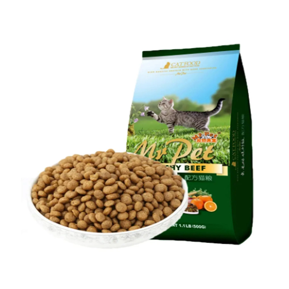 OEM ODM High quality/High cost performance  OEM Natural Raw Materials Pet Cats Like Nutritious Balanced Beef Dry Cat Food