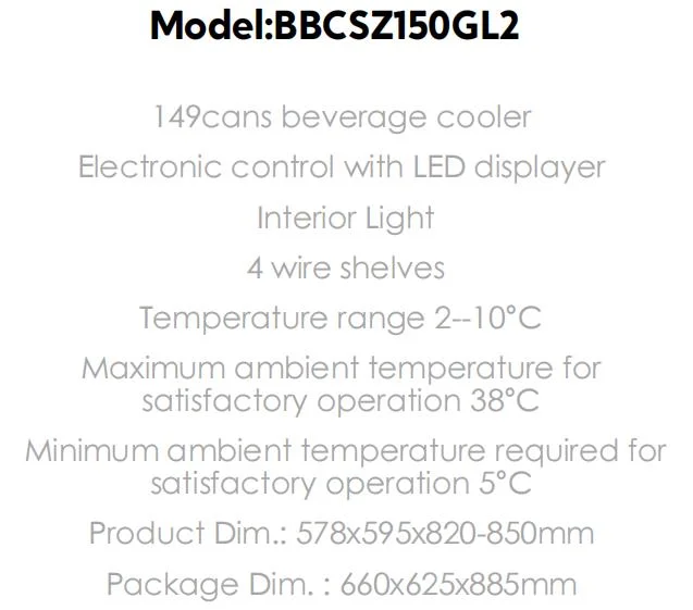 149 Cans Beverage Cooler with Electronic Control and 4 Wire Shelves