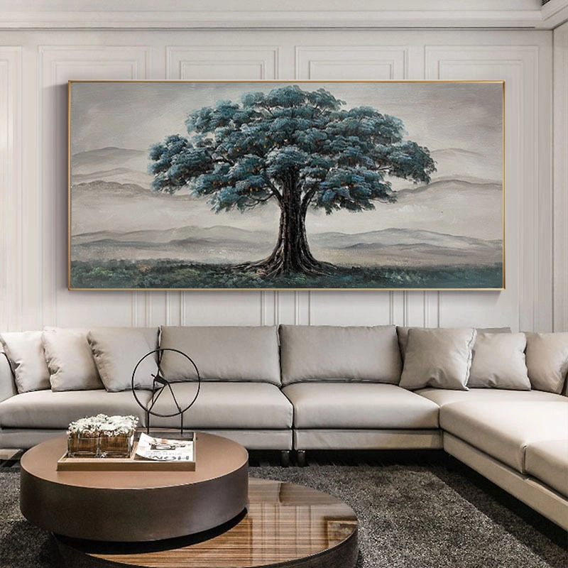 Árvore grande pintura a óleo Sofá foto de fundo moderno estilo simples Hand-Painted pintura a óleo
