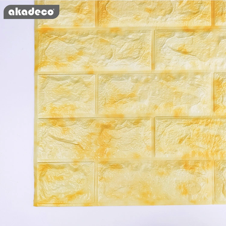 Akadeco Factory Direct Selling Yellow Brick Industrial Wind Simple Self Adhesive Easy to Erase Anti-Fouling Bedroom Simulation 5mm Decorative Wall Paper