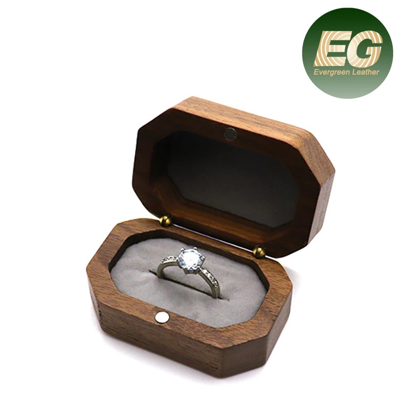 Ea253 Black Walnut Brown, el embalaje de madera mostrar cuadros personalizados Collar Colgante de madera joyas de lujo regalos Vintage Engagement Ring Box