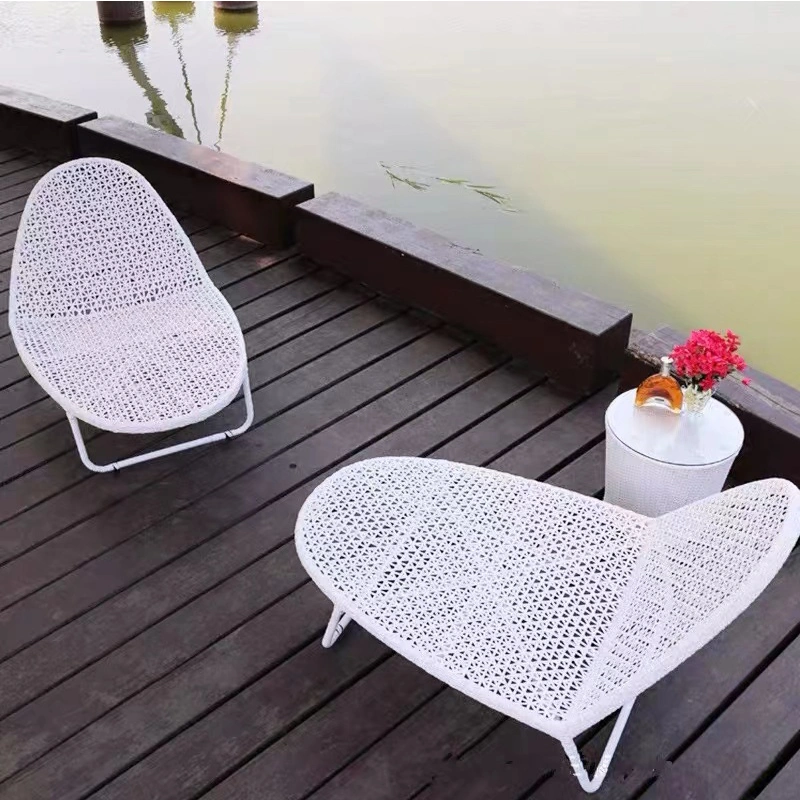 White Color Full Aluminum Patio Beach Outdoor Garden Furniture Chaise Sunbed Lounge