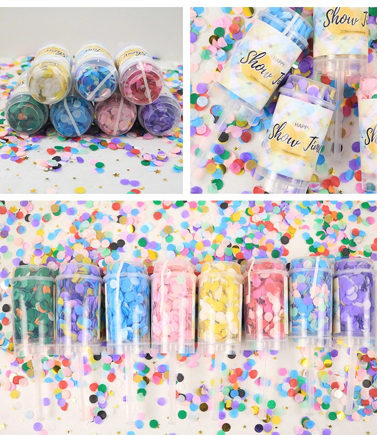 Graduation Opening Atmosphere Handheld Confetti Fireworks Wedding Birthday Party Supplies Push Music Spray Tube Hand Twist Ritual Tube Unicorn Mermaid Confetti