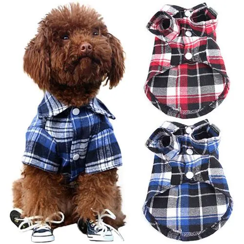 Pet Dog Clothes for Small Dog Spring/Summer Fashion Plaid Shirt Clothes