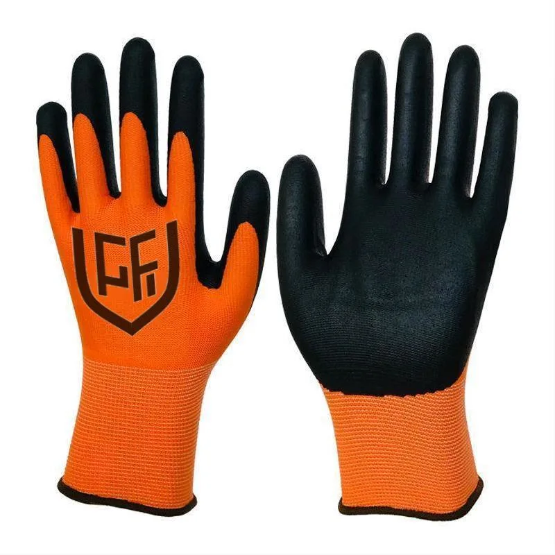 Customized 13G Soft Nylon Knit Liner Anti Grease Latex Coated Work Gloves Men