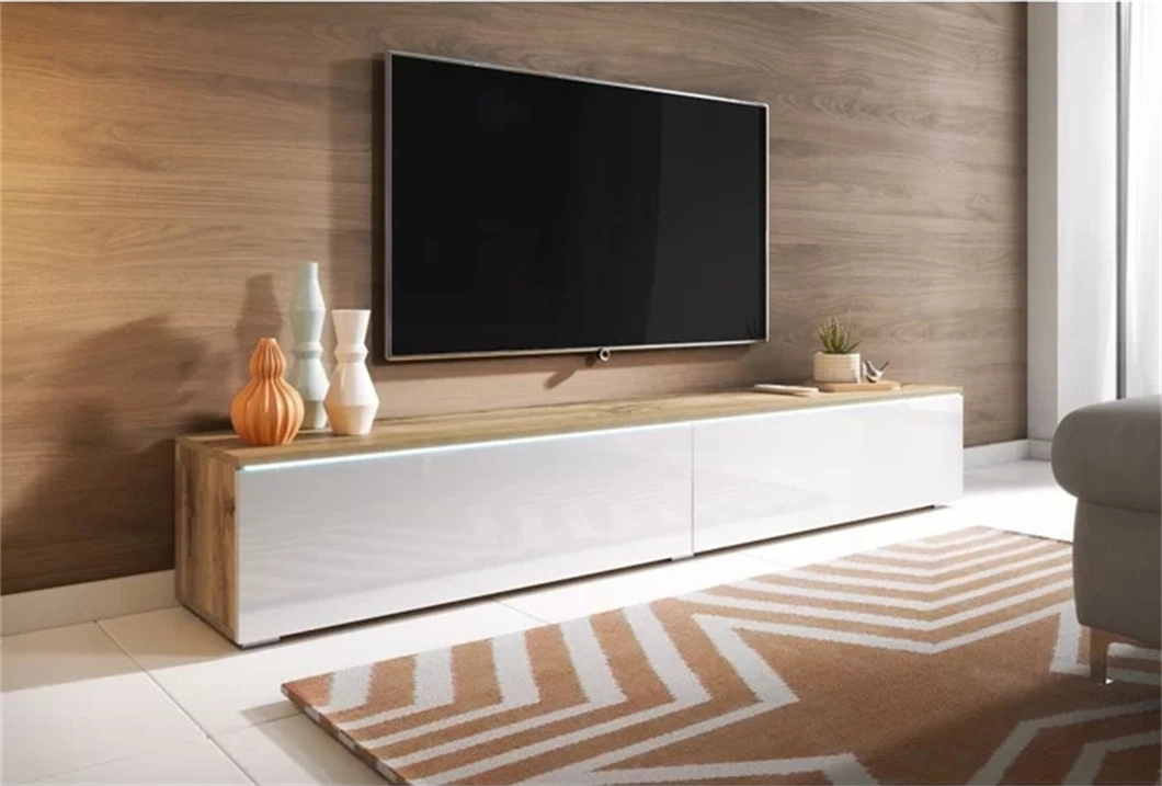 2022 Mueble de sala de estar de MDF con diseño de gabinete de TV montado en la pared y estante abierto (HF-TVS16)