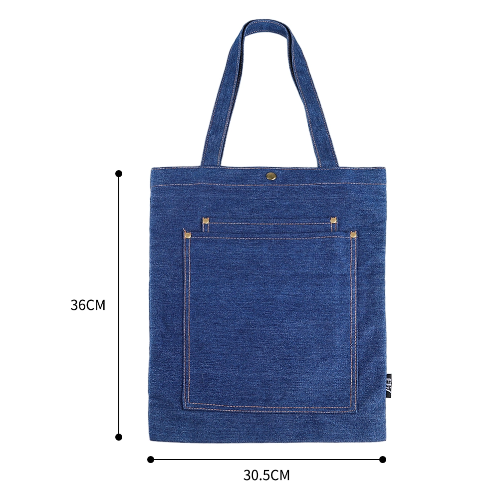 Custom Ladies Fashion Daily Life Reusable Grocery Denim Fabric Tote Bag