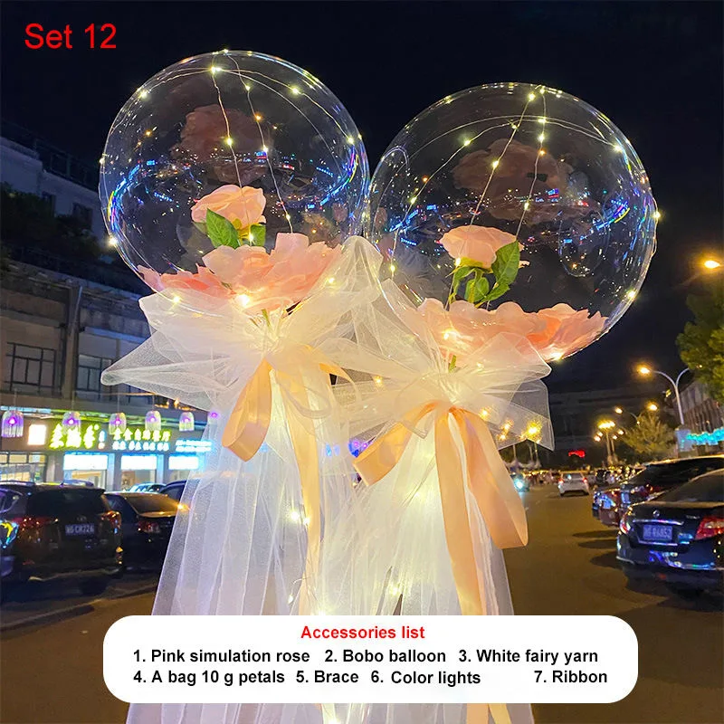 24 Balloon LED Light up Bobo Balloons with String Lights Glow Bubble