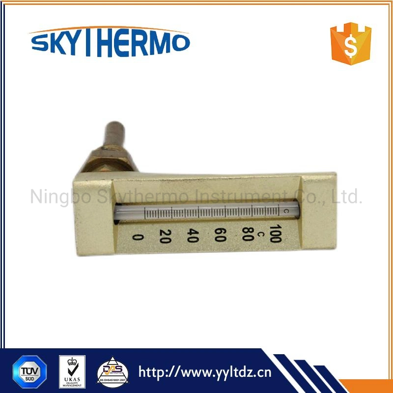 90 Angle Marine Industrial Thermometer Metal Case V Line Glass Thermometer Blue or Red Oil Filled