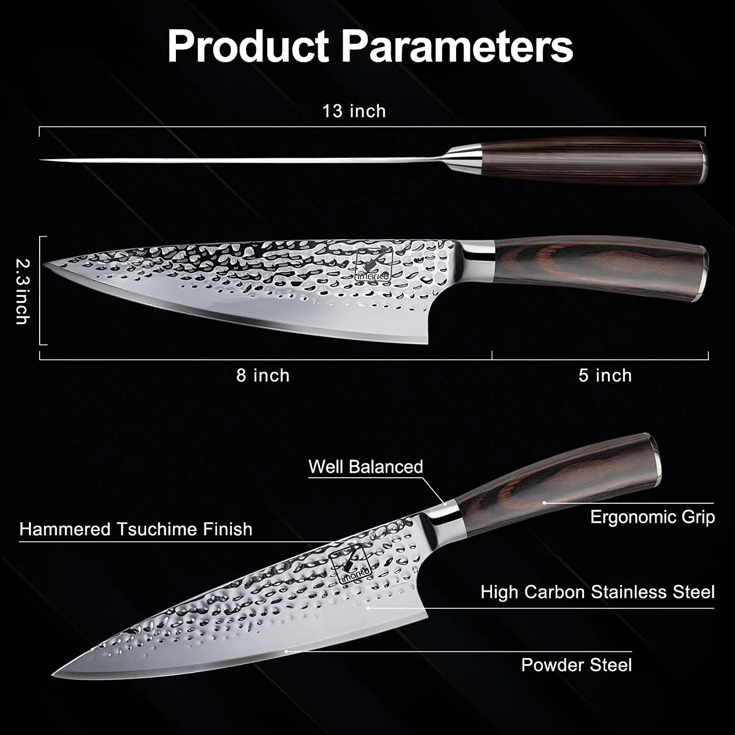 Aço inoxidável japonês Premium Sharp cozinha 8 polegadas Damascus Chef Faca de cozinha