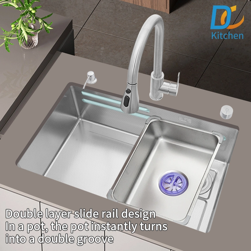 SUS304 Stainless Steel Sink with Honeycomb Embossed, Under The Table, Kitchen Large Single Sink