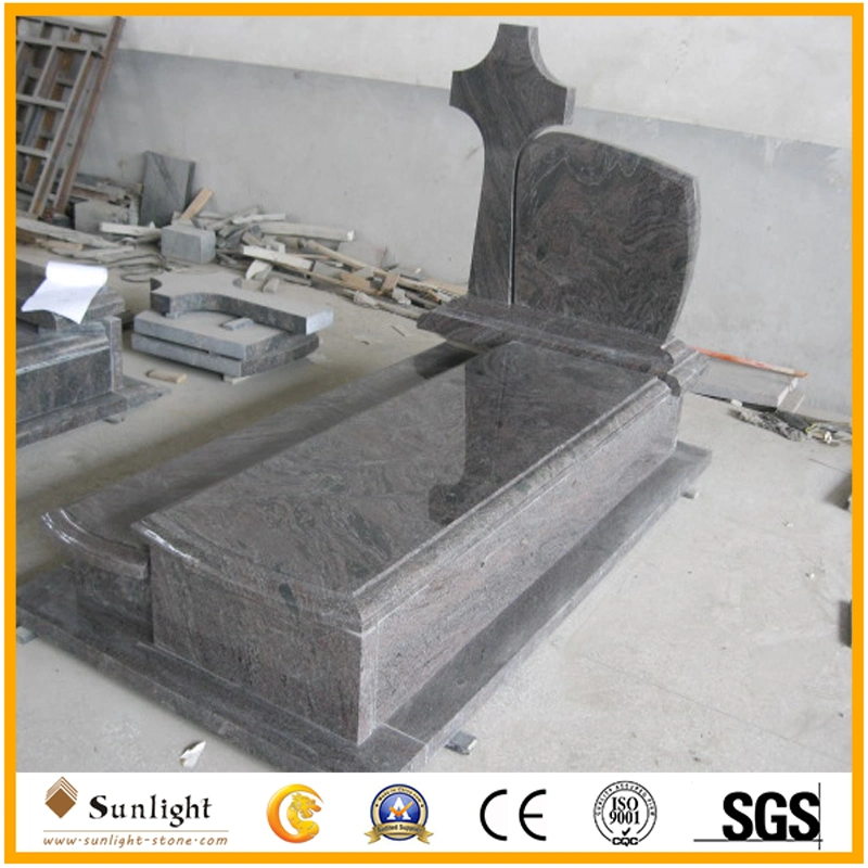 Customized Paradisco Granite Marble Cross Shaped Headstone, Chinese Cheap Granite Headstone Producer for Graves