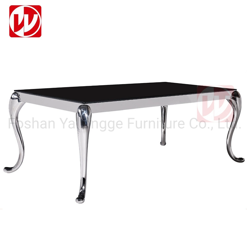 Modern Home Furniture Rectangle White Glass Top Banquet Restaurant Table Mirror Dining Table