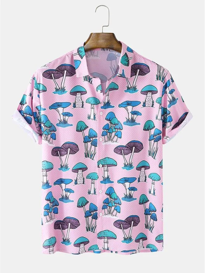 Full Print Men's Shirt Button up Short Sleeve Shirt and Shorts Sets Matching Breathable Fashion Casual Hawaii Shirt Man