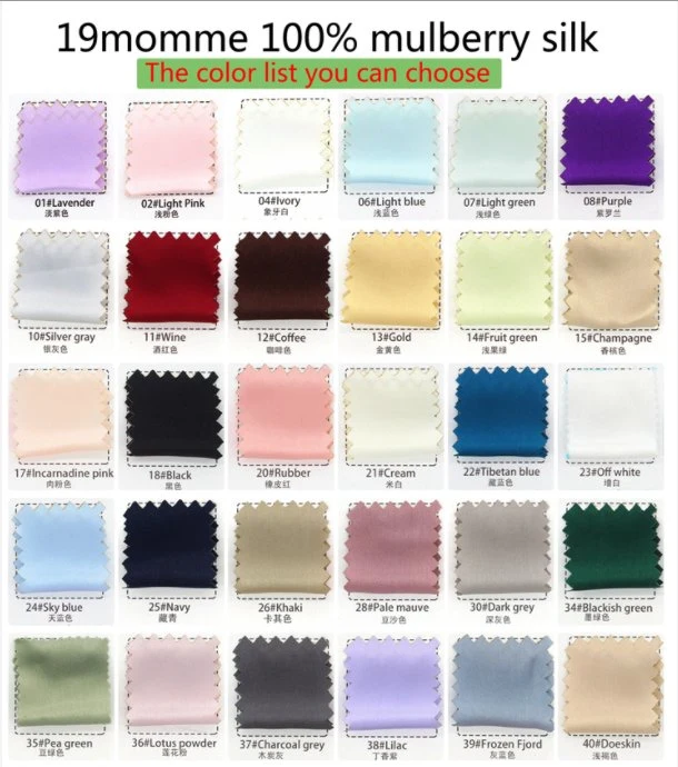 90 Couleurs disponibles de tissu satin de soie de 16mm 19mm 22mm.