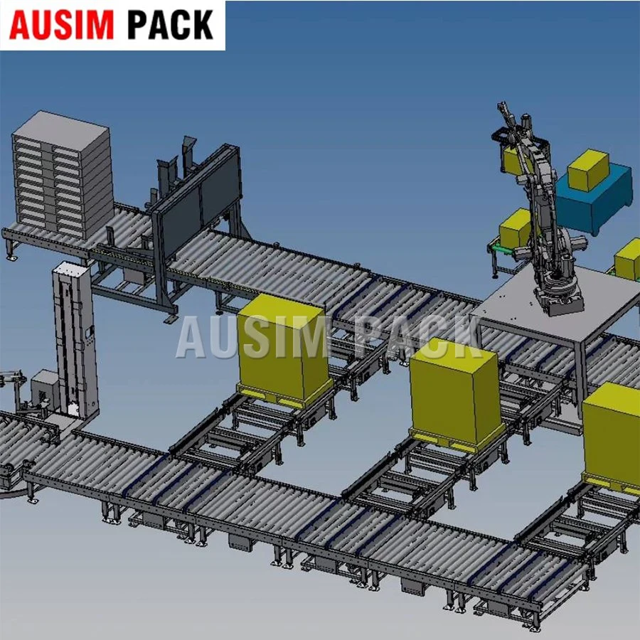 Palete automática dispensador revista máquina de embalagem utilizados para caixa de papelão Robô Linha Palletizer