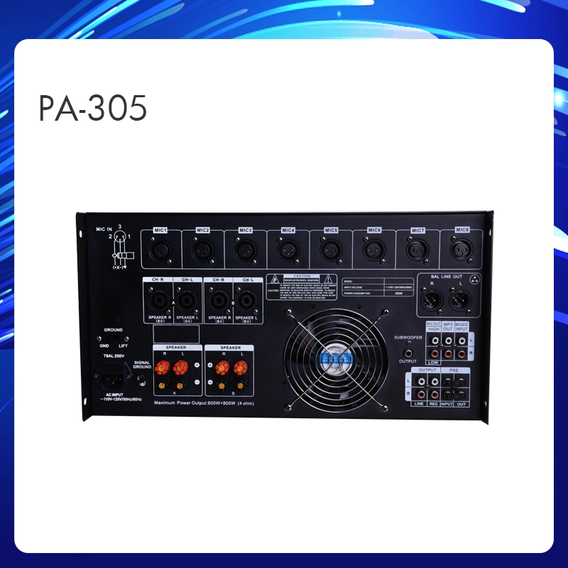 PA-305 500W Professional EQ Karaoke Mixing Amplifier, Built-in Bt, USB Playback