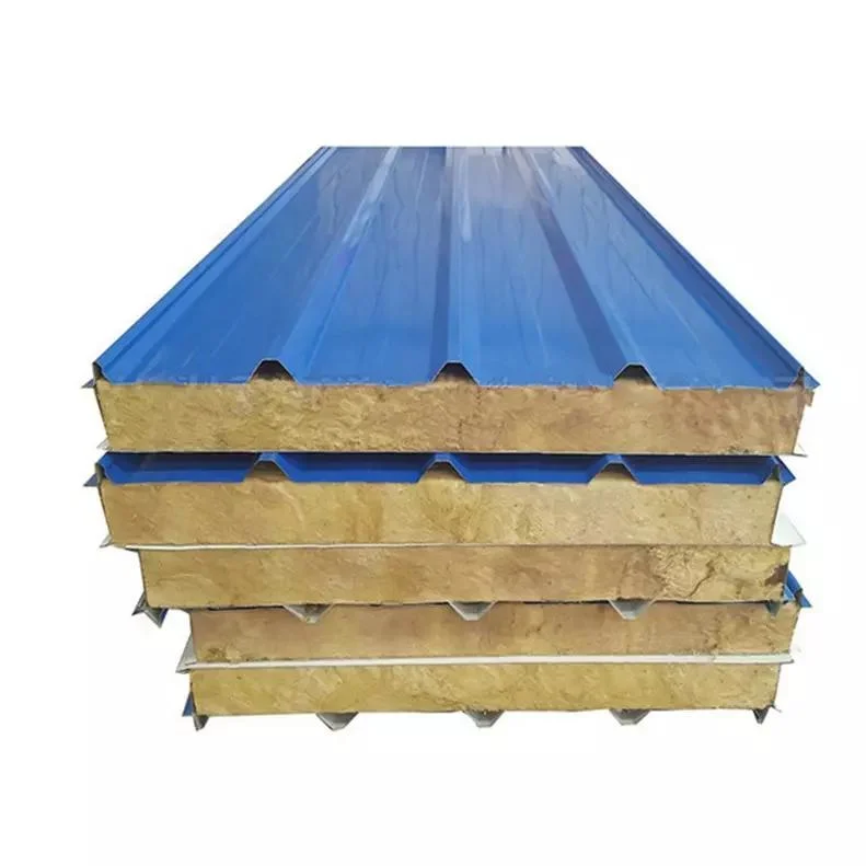 Low Cost Fireproof Rockwool Glasswool Wall Roof Sandwich Panel Building Material