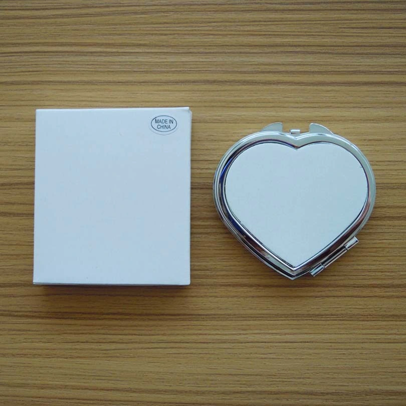 Sublimation Blank Heart Shape Compact Makeup Mirror for Heat Transfer Pritnting