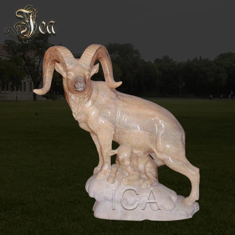 Outdoor Life Size Carved Natural Marble Carving Deer Sculpture for Garden Decoration