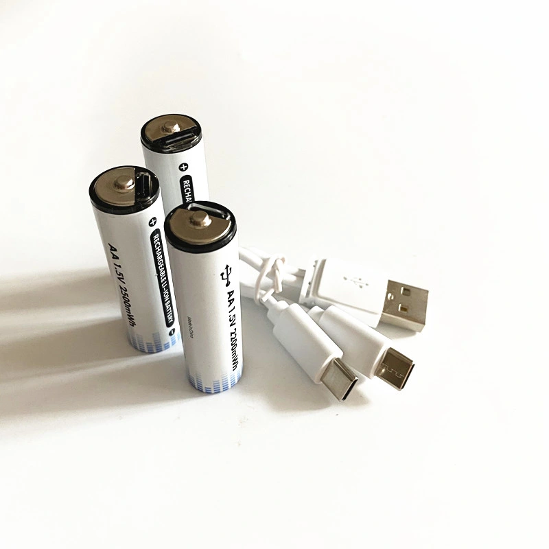 USB AA 2800mwh 1.5V Batterie Rechargeable au Lithium pour Power Banks Ordinateurs Portables