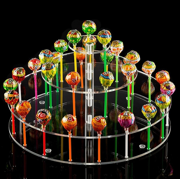 Round Clear Acrylic Lollipops Candy Display Shelf for Wedding Party