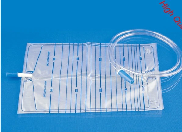 Disposable Medical Approved Cross Valve Luxury Urine Collection Drainage Bag with Slide Clamp& Air Inlet Filter Ce&ISO