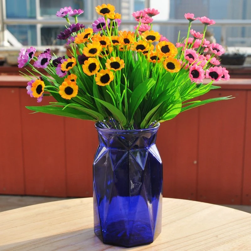 Diseño exclusivo de los países nórdicos de vidrio colorido florero corto núcleo jarrones para bodas