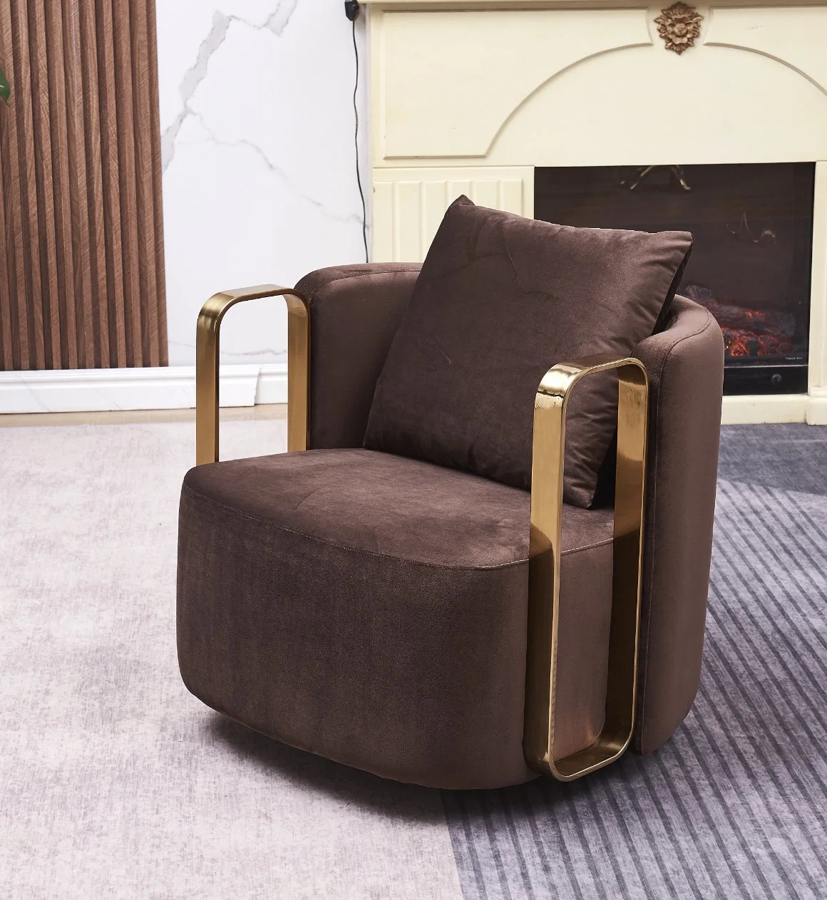 Luxury Metal Armrest Swirling Rotary Leisure Chair