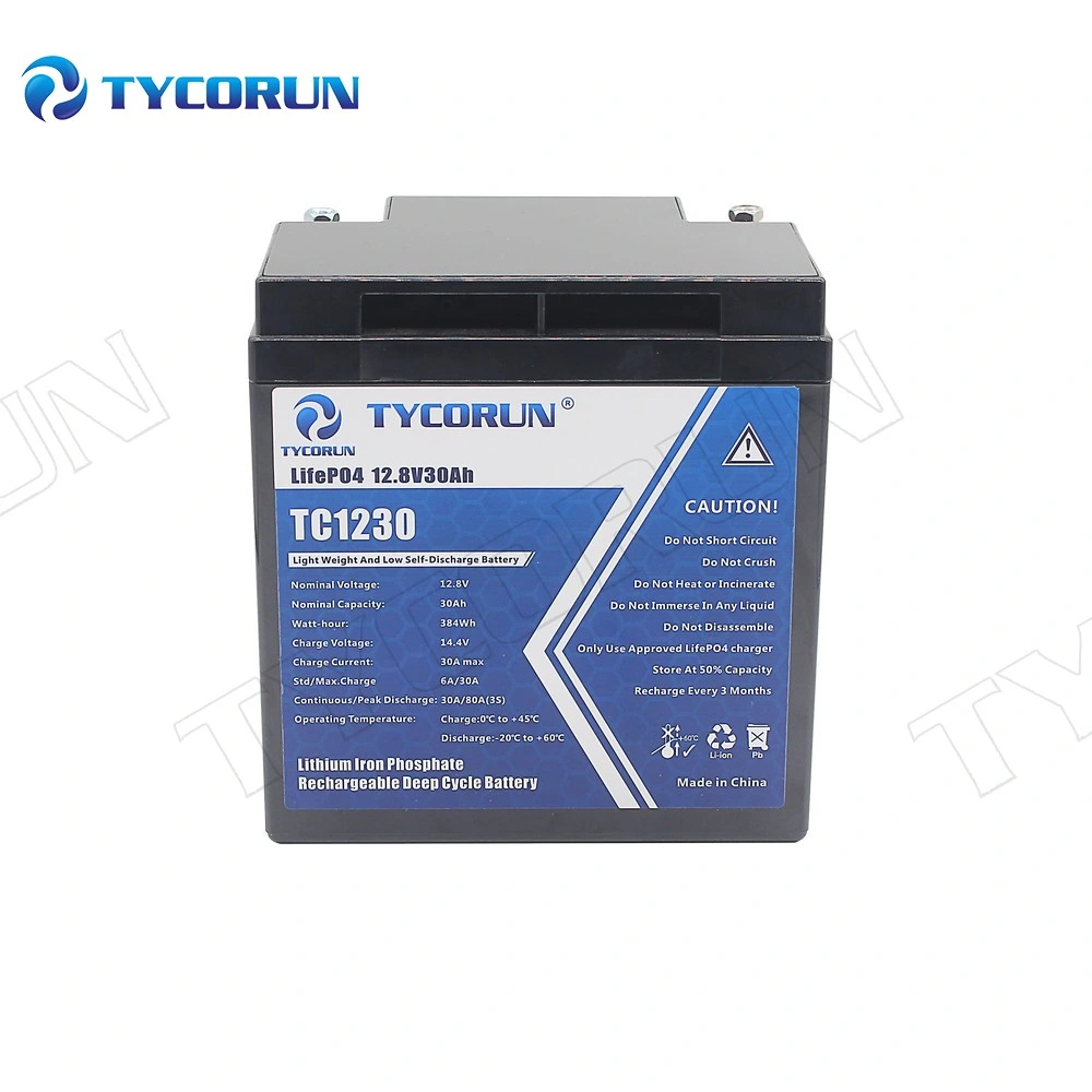 Batterie au lithium LiFePO4 Tycorun pour UPS à cycle profond Pack de batterie 12V 30Ah pour vélo électrique véhicule électrique