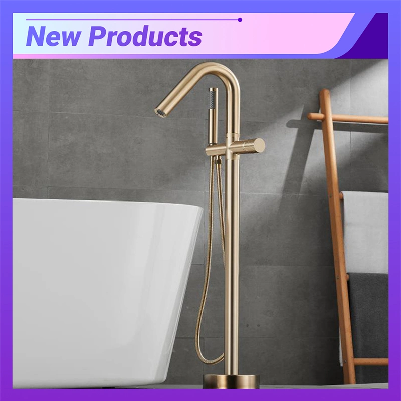 Azeta New Product Modern High Fashion Floor Mounted Chrome Single Handle Free Standing Bathtub Shower Faucet