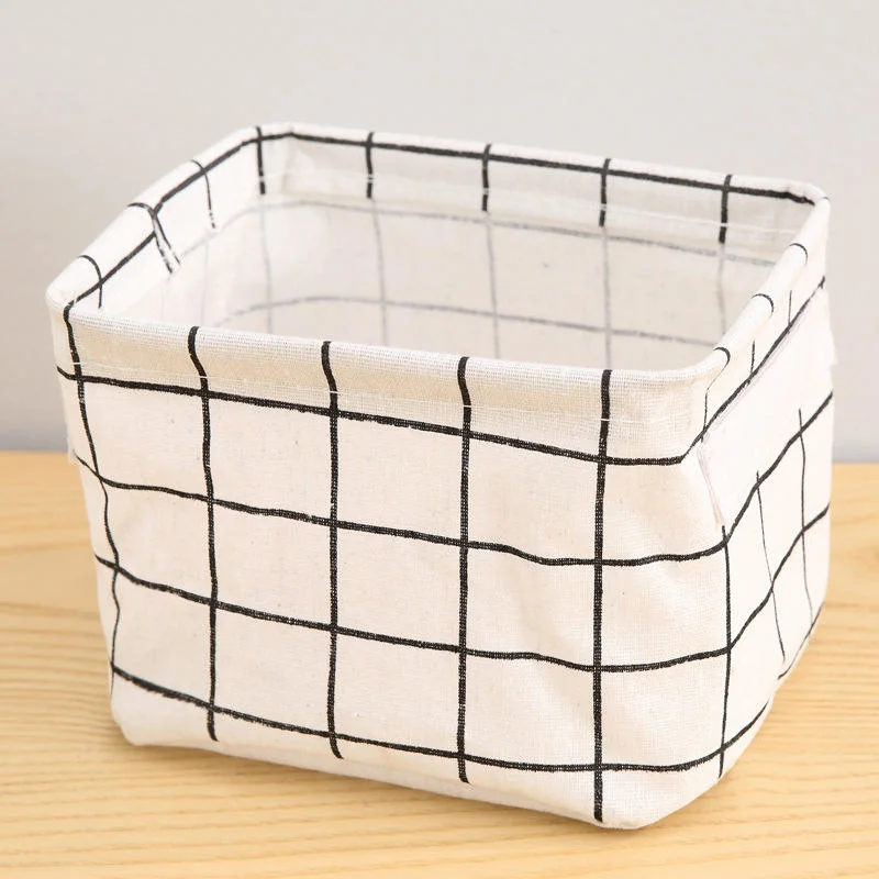 Boîtes de rangement en tissu sans couvercle pour jouets de cuisine à domicile, aliments, fruits, étuis, organisateur de fournitures de bureau sur le bureau.