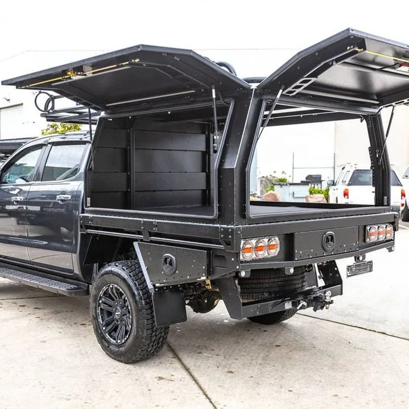 Waterproof Trailer Aluminum Truck Canopy, Toolbox Side Opening Ute Truck Storage Canopy Metal Steel Case