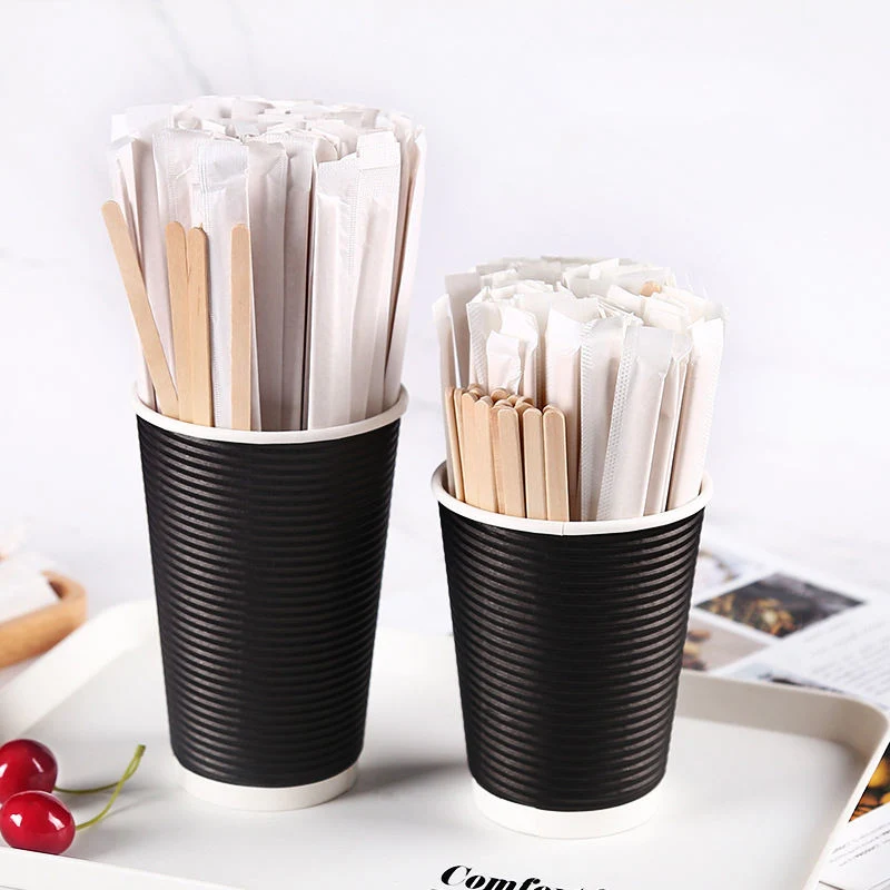 Natural Custom Wood Coffee Stirrer Sticks Biodegradable Individually Wrapped Coffee Ground Bamboo Wooden Coffee/Tea Stirrers