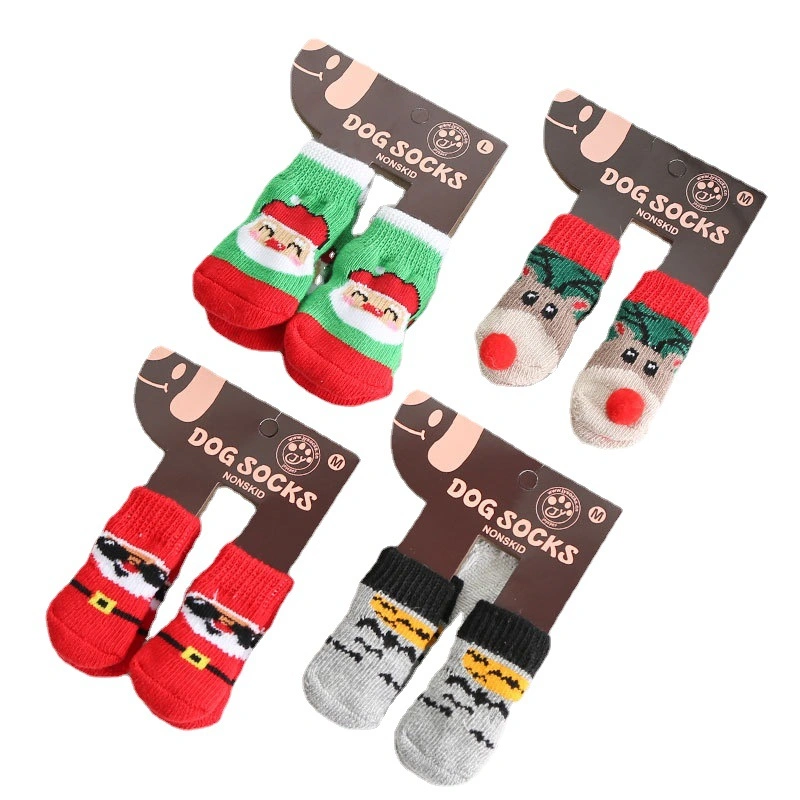 Santa Claus perro gato las pequeñas y medianas Perro Caliente Otoño e Invierno zapatos elástica de Navidad Accesorios Calcetines Pet