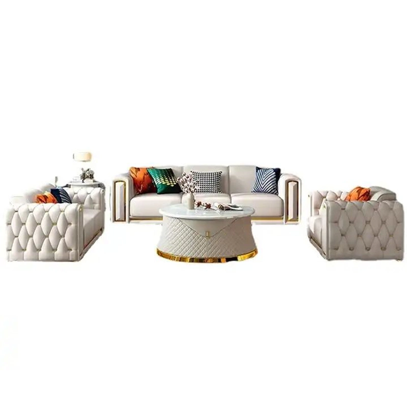 Modern Luxury Art Style Leather Sofa Set Villa Living Room Furniture Sofa