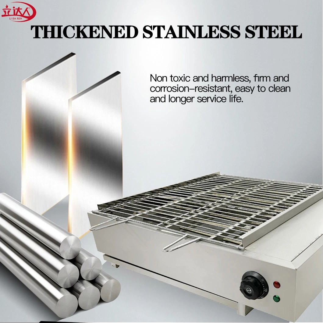 Snack Machine Stainless Steel Electric BBQ Grill with Air Switch High-Power Table-Top Barbecue Machine for BBQ Party